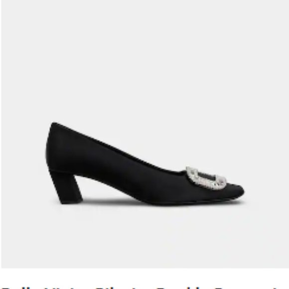 Belle Vivier Pilgrim Buckle Pumps in Satin-Navy color - Picture 7 of 7